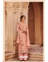 Baby Pink Designer Party Wear Banarsi Jacquard Palazzo Salwar Suit