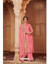 Peach Designer Party Wear Banarsi Jacquard Palazzo Salwar Suit