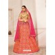 Orange Heavy Embroidered Designer Party Wear Lehenga