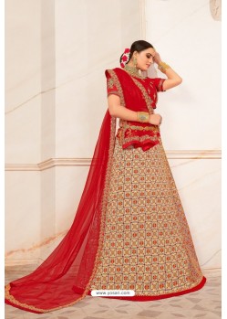 Taupe Heavy Embroidered Designer Party Wear Lehenga