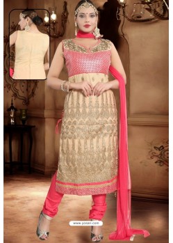 Cream Designer Party Wear Readymade Churidar Salwar Suit