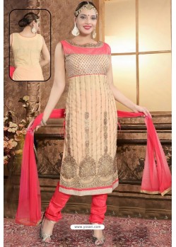 Cream Designer Party Wear Readymade Churidar Salwar Suit