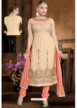 Light Beige Designer Party Wear Readymade Churidar Salwar Suit