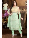 Sea Green Designer Party Wear Readymade Churidar Salwar Suit