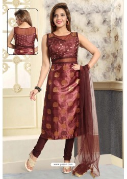 Deep Scarlet Designer Party Wear Readymade Churidar Salwar Suit