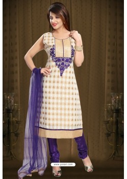 Off White Designer Readymade Churidar Salwar Suit