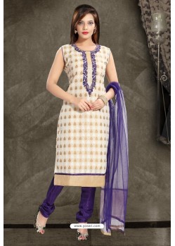 Off White Designer Readymade Churidar Salwar Suit