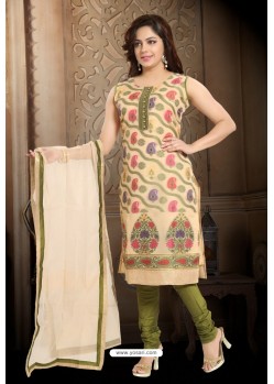 Cream Designer Readymade Churidar Salwar Suit