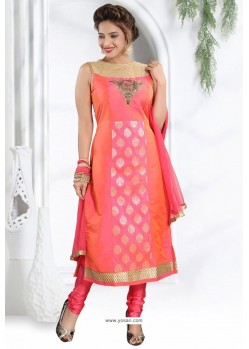 Peach Designer Readymade Churidar Salwar Suit