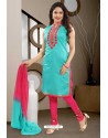 Turquoise Designer Readymade Churidar Salwar Suit