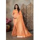 Orange Party Wear Designer Embroidered Banarasi Silk Weaving Sari