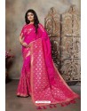 Rani Party Wear Designer Embroidered Banarasi Silk Weaving Sari