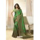 Forest Green Party Wear Designer Embroidered Brasso Silk Weaving Sari