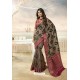 Taupe Party Wear Designer Embroidered Brasso Silk Weaving Sari