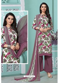 Deep Wine Designer French Crepe Straight Salwar Suit