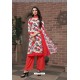 Red Designer French Crepe Straight Salwar Suit
