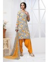 Yellow Designer French Crepe Straight Salwar Suit