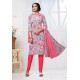 Pink Designer French Crepe Straight Salwar Suit