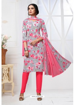 Pink Designer French Crepe Straight Salwar Suit