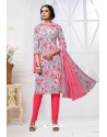 Pink Designer French Crepe Straight Salwar Suit