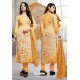 Mustard Designer French Crepe Straight Salwar Suit