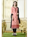 Pink Designer Embroidered Cotton Straight Salwar Suit