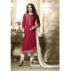 Maroon Designer Embroidered Cotton Straight Salwar Suit