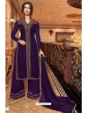Purple Latest Heavy Embroidered Designer Wedding Palazzo Salwar Suit