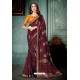 Maroon Party Wear Designer Embroidered Vivhitra Silk Sari