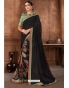 Black Casual Wear Designer Printed Georgette Sari