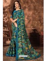 Blue Casual Wear Designer Printed Georgette Sari
