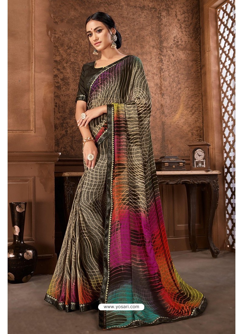 multicolor printed Georgette saree with blouse - ROOP KASHISH - 3360462