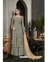 Grayish Green Designer Heavy Faux Georgette Pakistani Suit