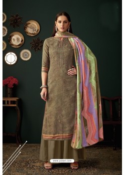 Taupe Designer Casual Wear Pashmina Palazzo Salwar Suit