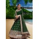 Dark Green Latest Heavy Faux Georgette Embroidered Designer Wedding Anarkali Suit