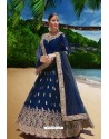 Dark Blue Latest Heavy Faux Georgette Embroidered Designer Wedding Anarkali Suit