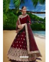 Maroon Latest Heavy Faux Georgette Embroidered Designer Wedding Anarkali Suit