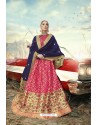Fuchsia Heavy Embroidered Designer Banarasi Silk Jacquard Party Wear Lehenga