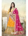 Yellow Heavy Embroidered Designer Banarasi Silk Jacquard Party Wear Lehenga