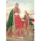 Red Heavy Embroidered Designer Banarasi Silk Jacquard Party Wear Lehenga