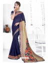 Navy Blue Casual Wear Designer American Chiffon Sari