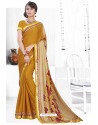Mustard Casual Wear Designer American Chiffon Sari