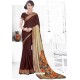 Coffee Casual Wear Designer American Chiffon Sari