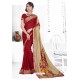 Red Casual Wear Designer American Chiffon Sari