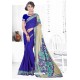 Royal Blue Casual Wear Designer American Chiffon Sari