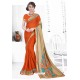 Orange Casual Wear Designer American Chiffon Sari