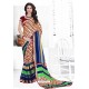 Cream Casual Wear Designer American Chiffon Sari