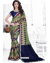 Taupe Casual Wear Designer American Chiffon Sari