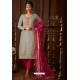 Light Grey Designer Pure Viscose Upada Straight Salwar Suit