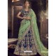 Blue Velvet Embroidered Designer Wedding Lehenga Choli